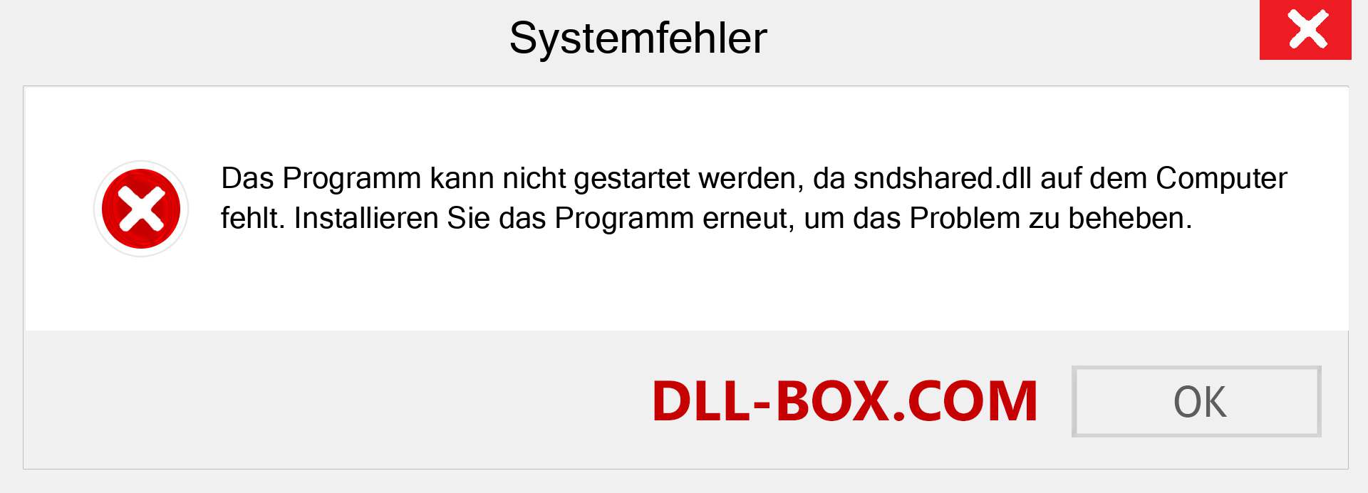 sndshared.dll-Datei fehlt?. Download für Windows 7, 8, 10 - Fix sndshared dll Missing Error unter Windows, Fotos, Bildern